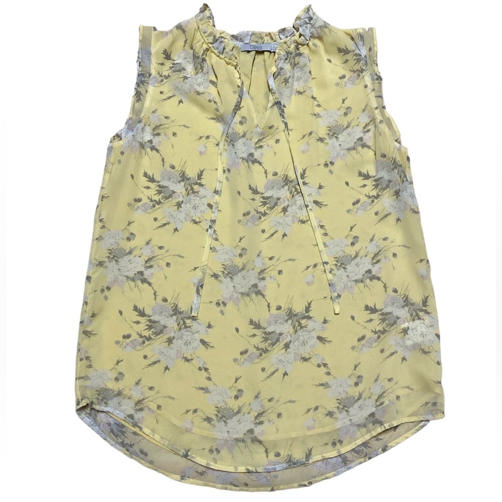 Dalia Sleeveless Blouse Women’s S Yellow Floral Business Casual V Neck Tank Top
